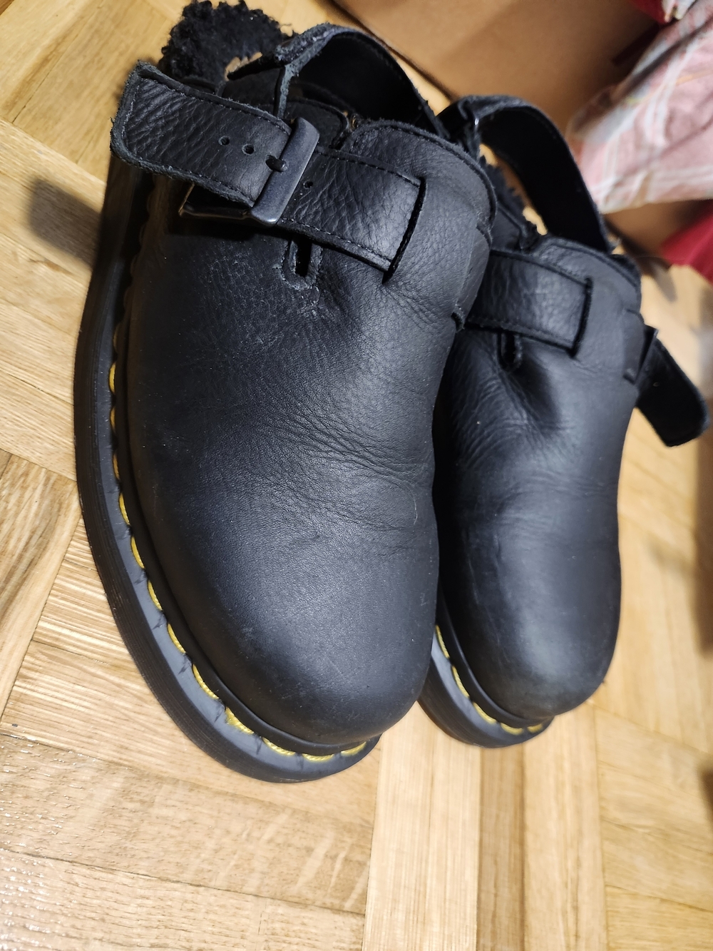 Dr. Martens Kids Black Leather Slip-On Clog with Buckle